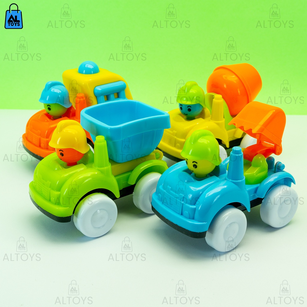 Mainan Mobil Konstruksi Cartoon Lucu Set Isi 2pcs Pullback OCT6113