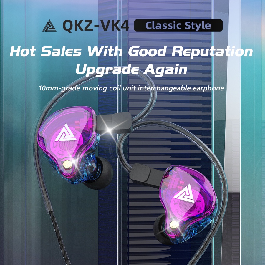 Qkz VK4 Earphone In Ear HIFI Bass 1ddd Fitur Noise Canceling Dengan Kabel Bisa Dilepas