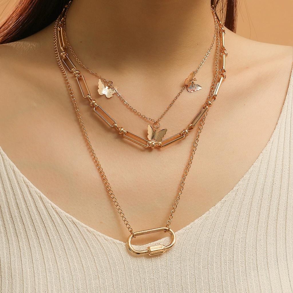 Kalung Choker Multilayer Liontin Gaya Retro Untuk Wanita - Kalung Choker Korean Fashion