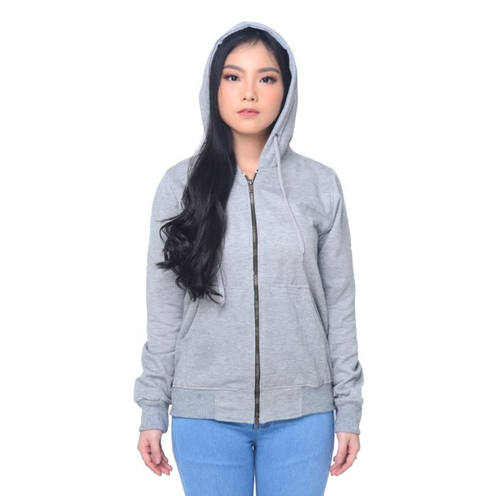 Atasan Jfashion Women's Hoodie Jacket With Zipper - Novi - Hitam M Berkualitas