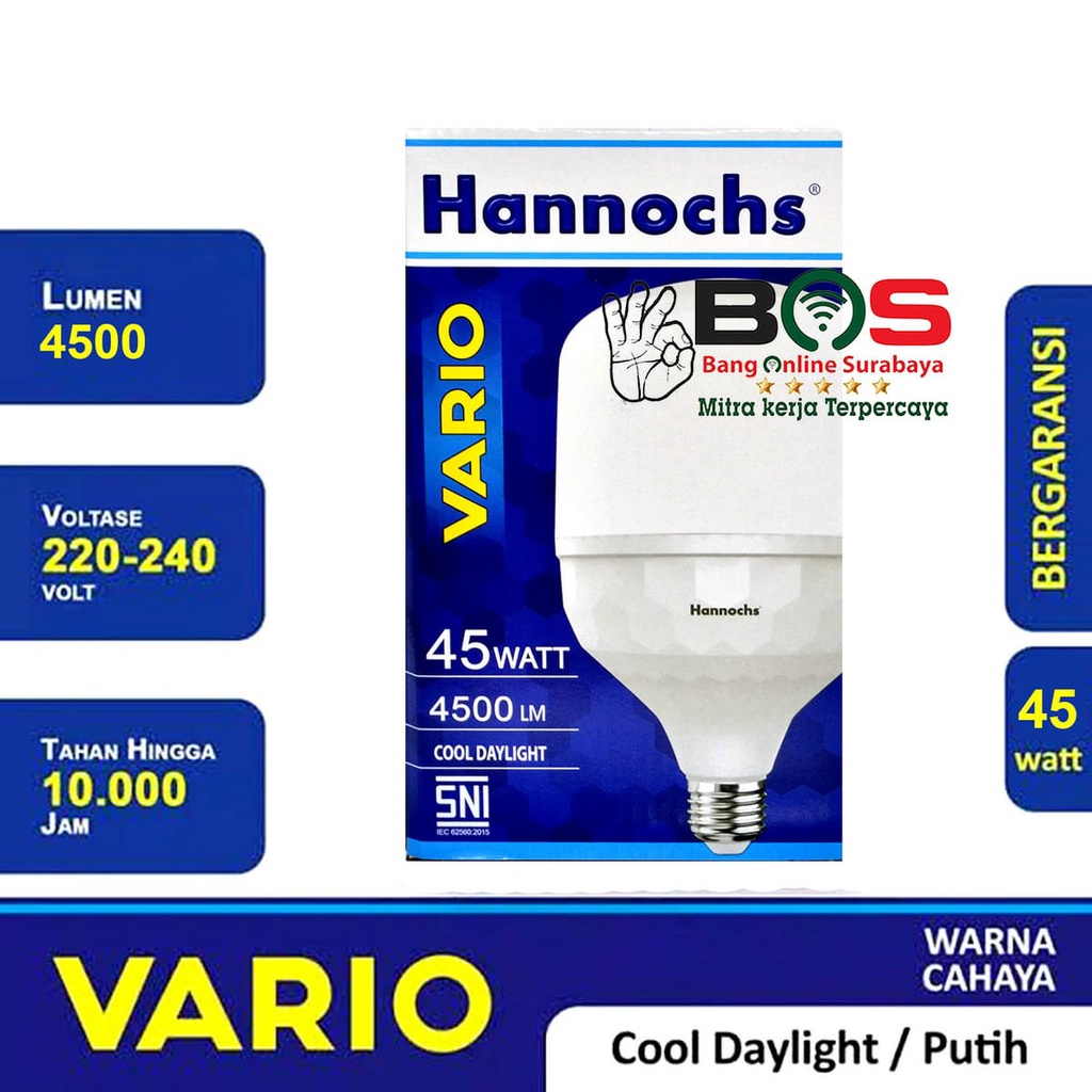 Lampu Kapsul Bohlam LED Hannochs VARIO Cahaya Putih 45W 45 Watt 6500K