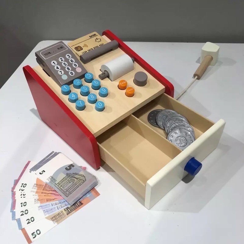 wooden cashier toys - mainan kasir kayu - kado anak - hadiah anak - pretend toys