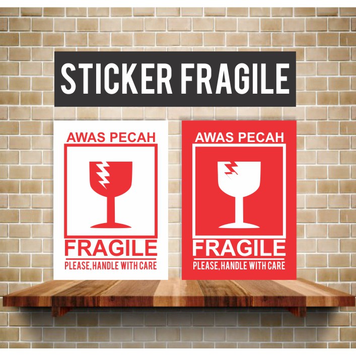 Jual Isi 100 Lembar Fragile Stiker Fragile Merah Waterproof