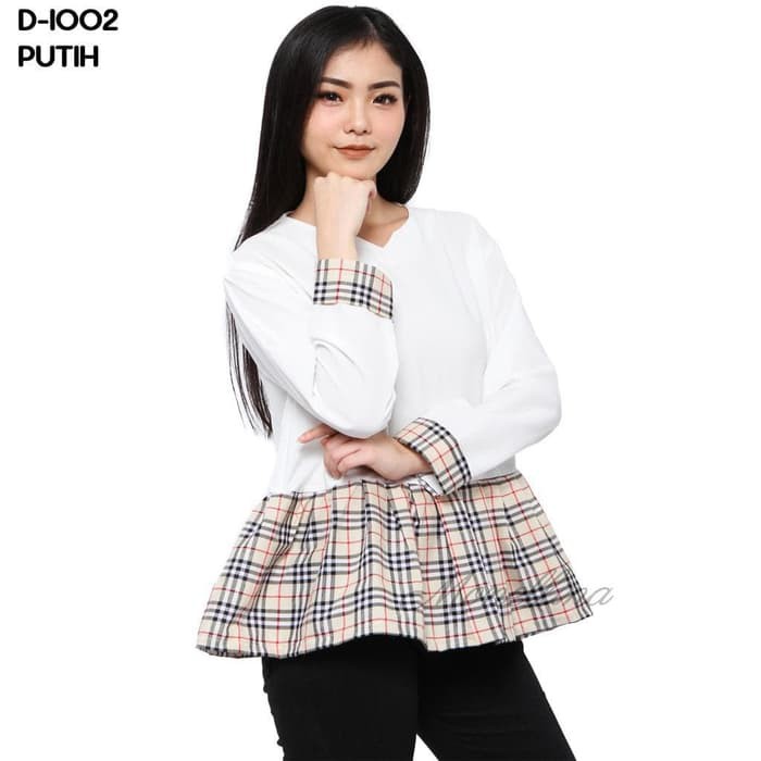 Fashion Baju Blouse Atasan Tangan Panjang Murah Wanita Kekinian D-1002 Ke903