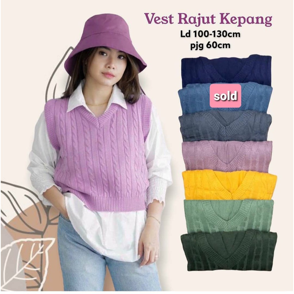 Outer Vest Rajut Kepang - Rompi Knit Sweater Korea Style Academia