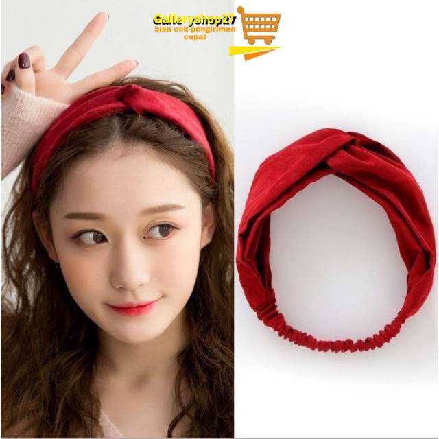 GS127- Bando Polos Baru Wanita Bandana Kain Polos Premium Aksesoris Rambut Bando Fashion
