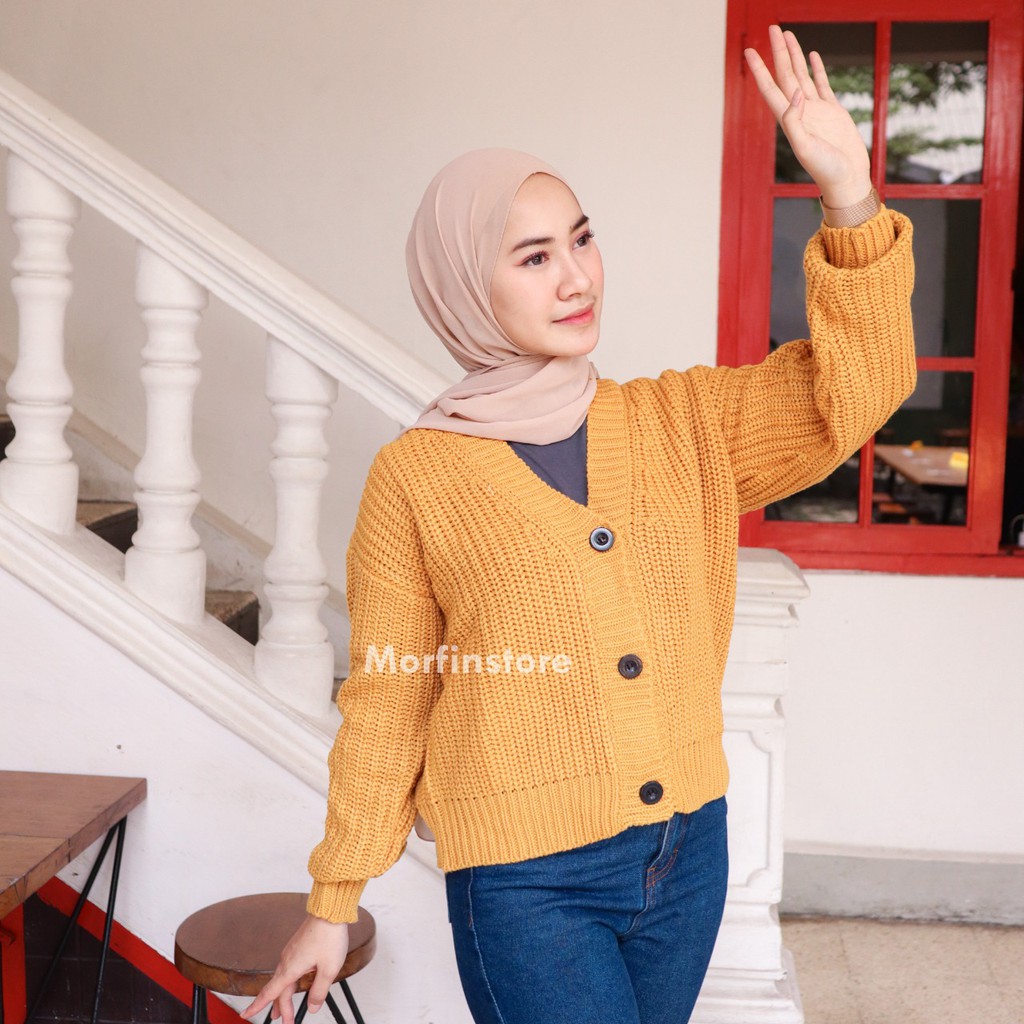 MALIKA Cardigan Rajut Premium / Cardigan Oversize / Cardi Rajut / Cardigan Crop Wanita / cardy murahno