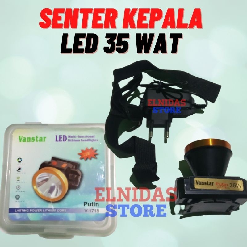 SENTER KEPALA LED 35 WATT/HEADLAMP LED 35 WATT CAHAYA PUTIH