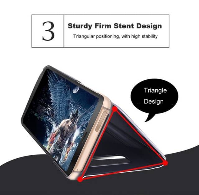 clear view standing samsung A6 2018 flip mirror case casing cover oem