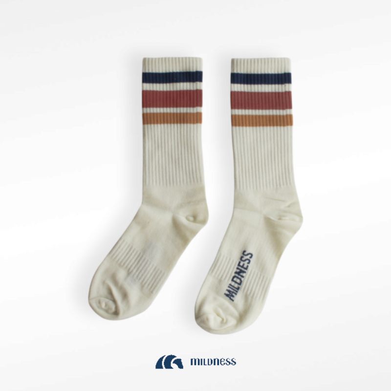 Mildness - Kaos Kaki Motif Stripe Old School Blue Sunset / Socks Skate Panjang Pria Wanita