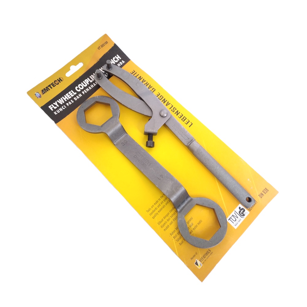 AMTECH Amtech Kunci Set FlyWheel Coupling Wrech - Kunci Pas Koupling Ganda Paket Kunci Treker CVT Matic Kunci Fylwheel Flying Wheel Pliers + Kunci Tahanan Mur Kopling 39 x 41 Kunci Blok Coupling Nut Wrench