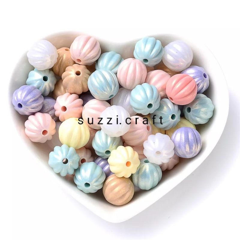 manik akrilik labu warna macaron mix size 11 mm