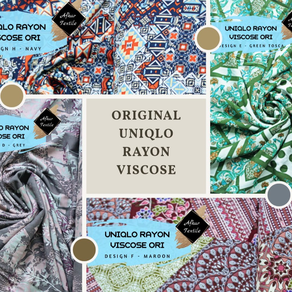 Kain Rayon Viscose New Design by Uniqlo / Original Import [Lebar 1.5 Meter]