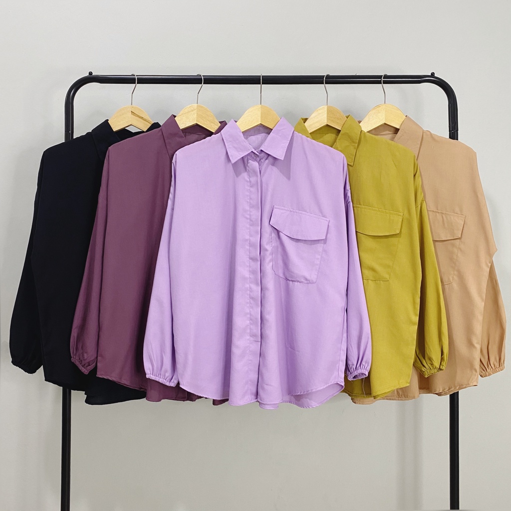 KEMEJA POLOS KATUN EVA DAILY LONG SHIRT OFFICE SHIRT PREMIUM B558 CO