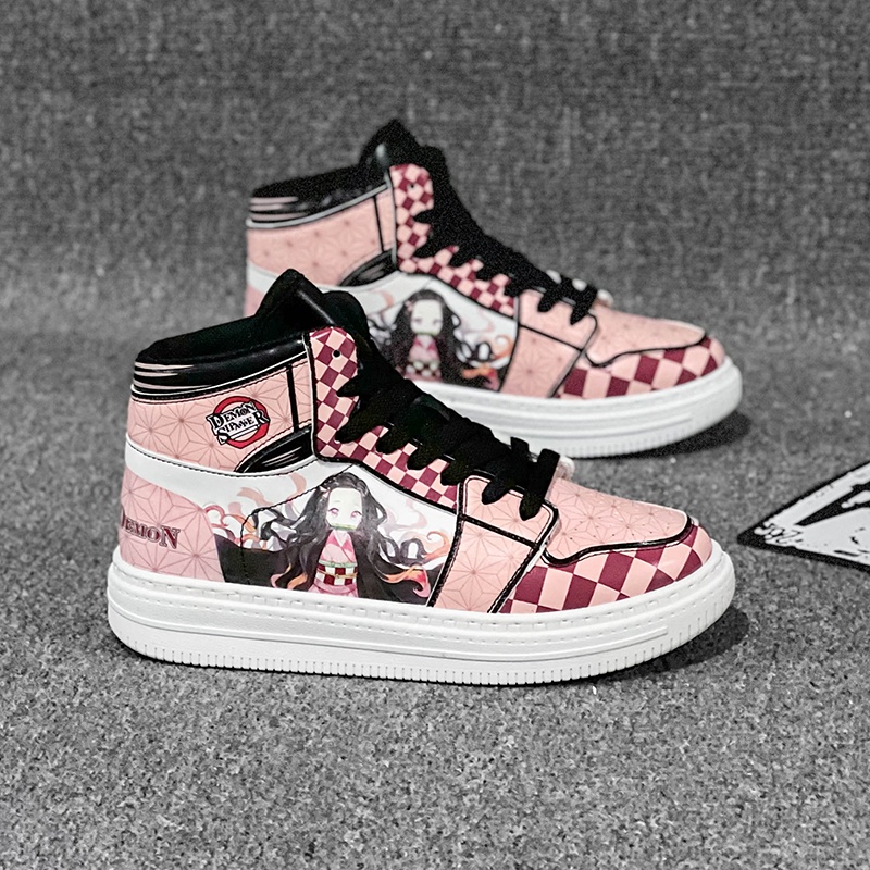 Anime Demon Slayer Sepatu Import Wanita Cewek Running Sneaker Nezuko Kamado Kimetsu No Yaiba High Cut Kets Sport Boots 207