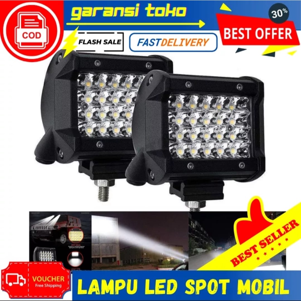 promo 2pcs lampu tembak led 24 mata sorot fokus putih terang+relay klakson 12-24volt,universal semua jenis motor (HARGA 2pcs)