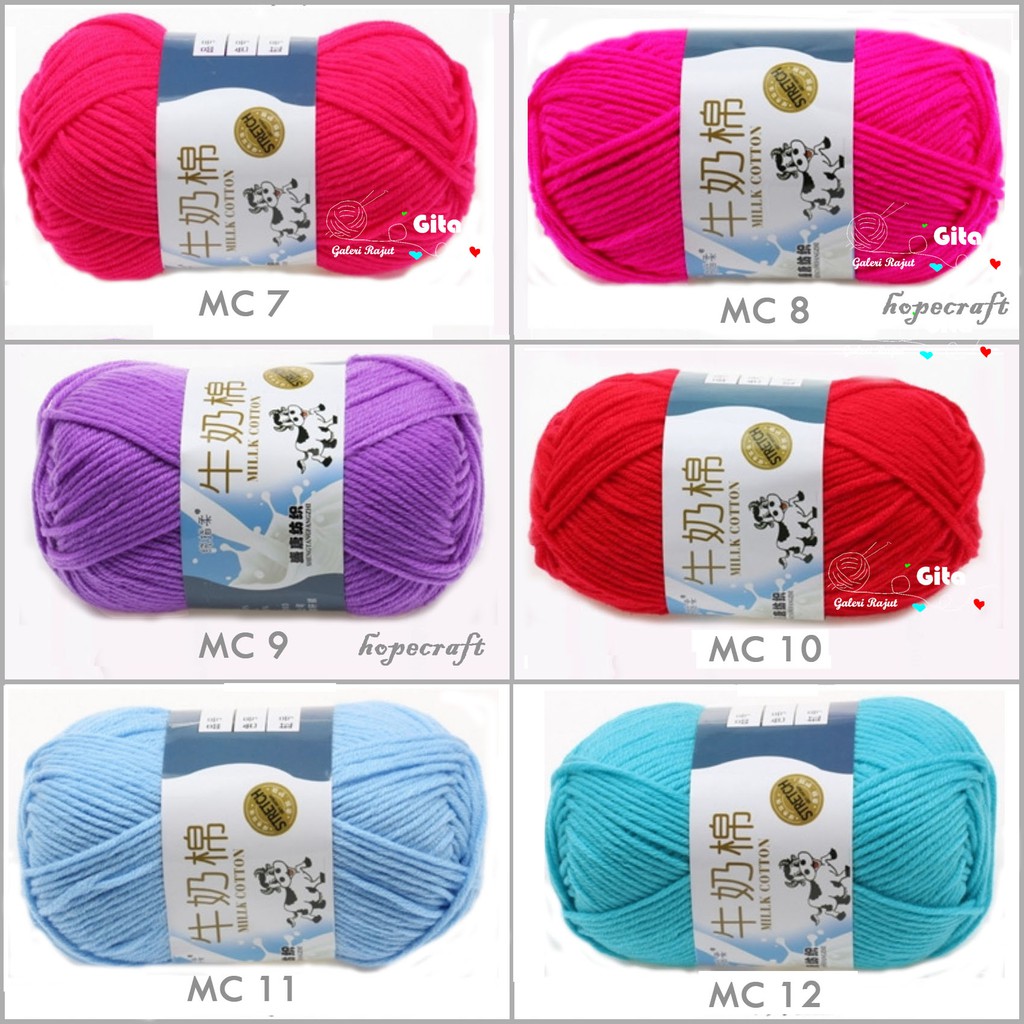 Benang Rajut Milk Cotton Impor/Benang Milk Cotton/Benang Katun Susu/Milk Cotton Yarn/ (1-50)