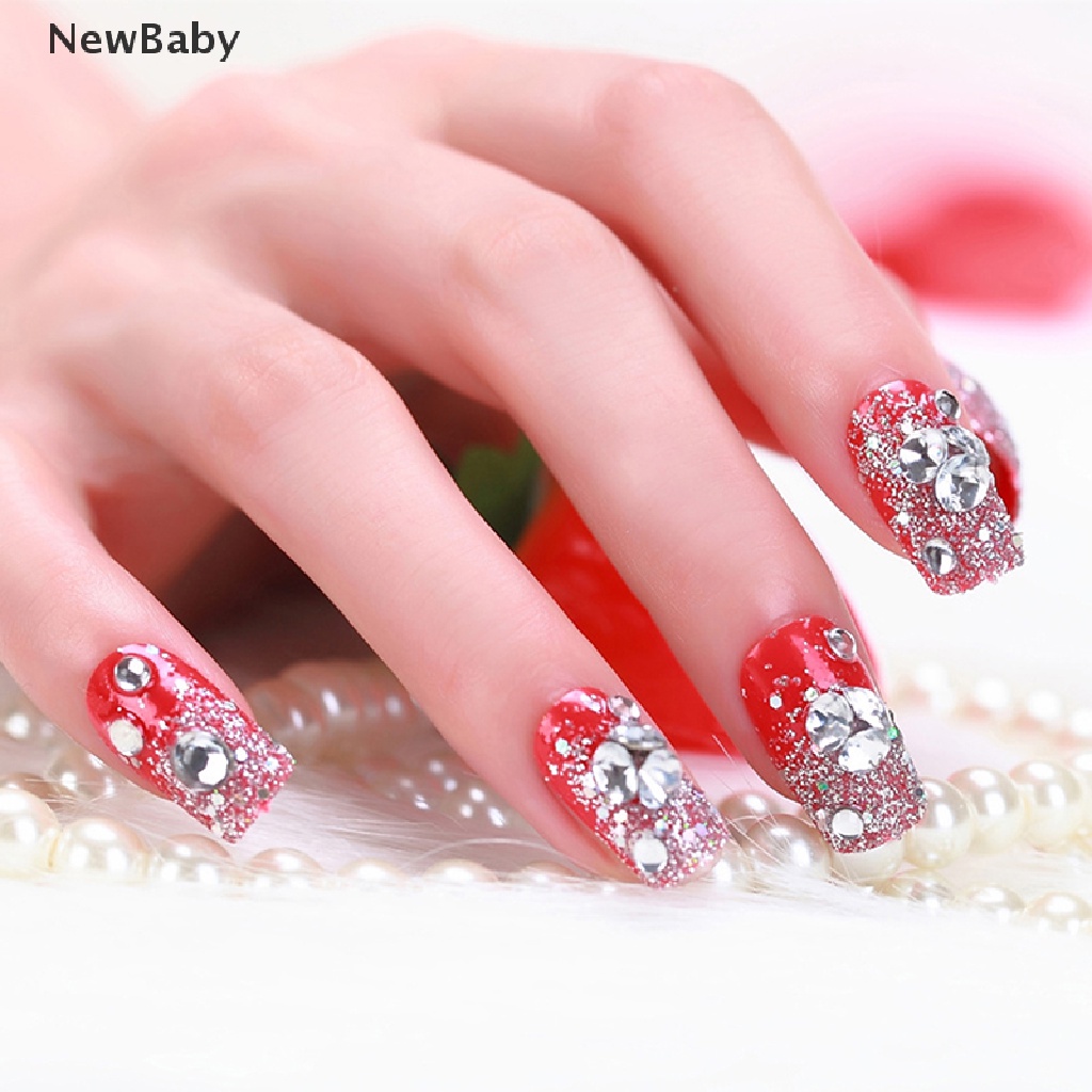 NewBaby 24 Pcs/Set Women Girl Bride Red 3D Fake Nails Wrapped Tips Artificial False Nail ID