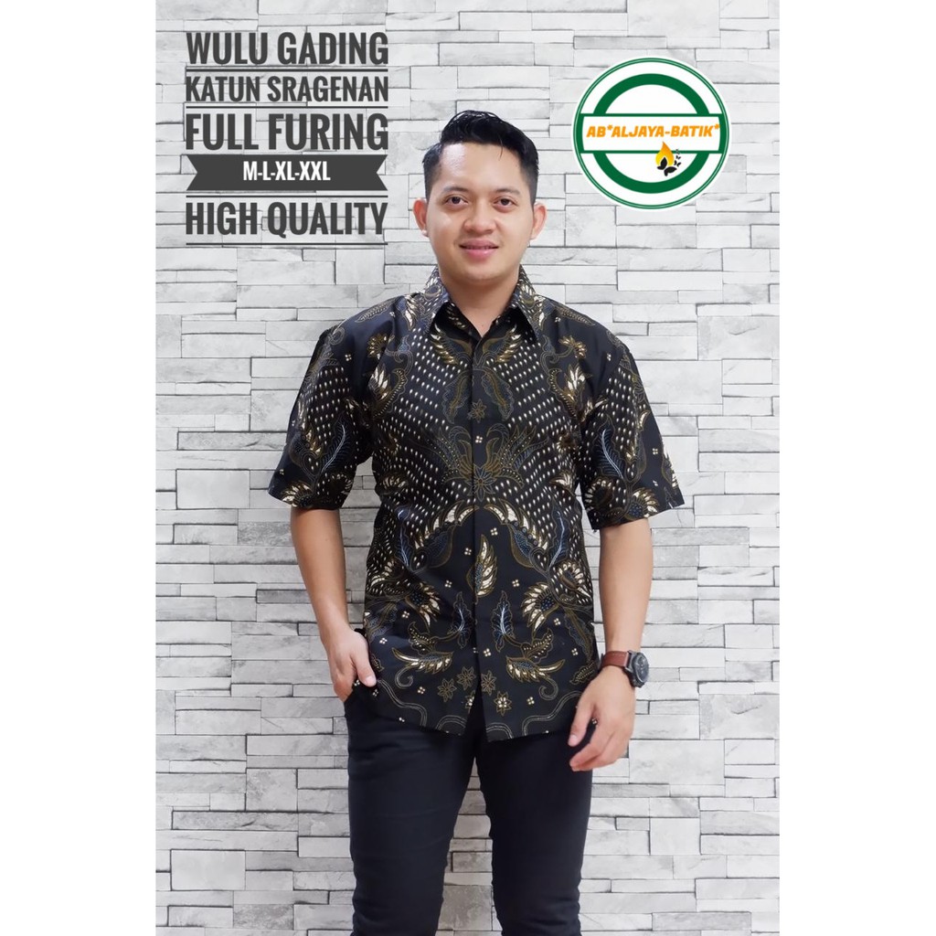 WULU GADING Kemeja Batik Pria Lengan PENDek | Hem Batik Pria FULL FURING Batik Aljaya