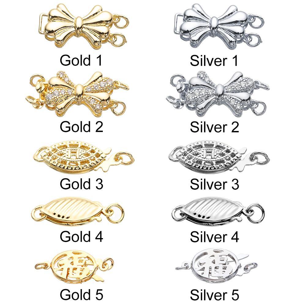 Preva Kalung Layering Clasps Warna Emas Perlengkapan Membuat Perhiasan Konektor Kait Temuan Perhiasan DIY Fish Hook Clasp