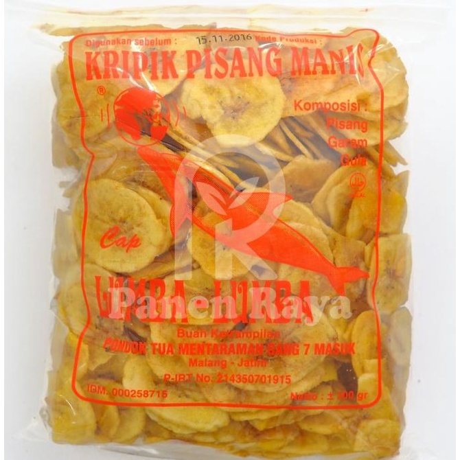 

Keripik Pisang Kepok Malang Cap Lumba Lumba Kripik Manis / Asin