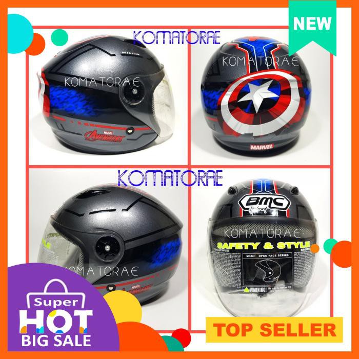 Helm Bmc Milan Avenger Captain America 02 Graph Blue Half Face