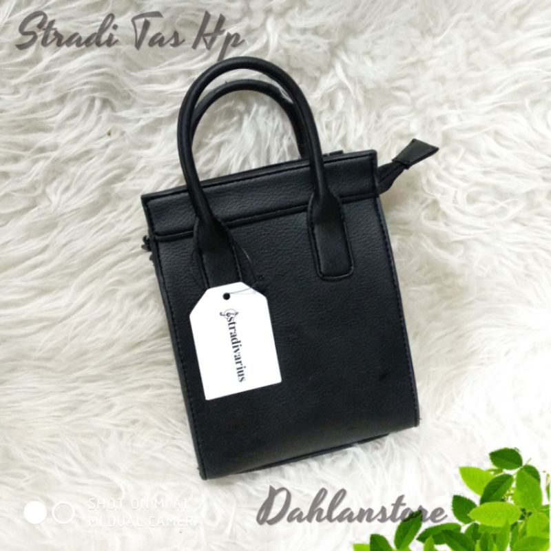 Stardi Tas HP [ Black /Hitam ] Tas Impor Wanita Simple Kulit Jeruk Kuliah Lucu Bagus Imut Sekolah