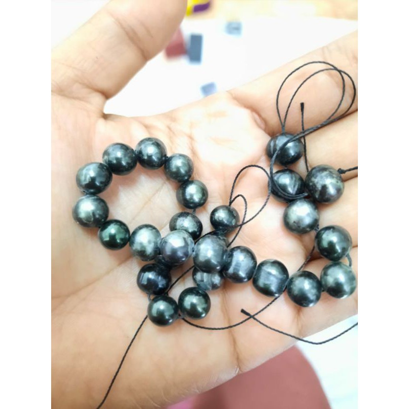 RENTENGAN MUTIARA AIR TAWAR SUPER WARNA HITAM KEHIJAUAN