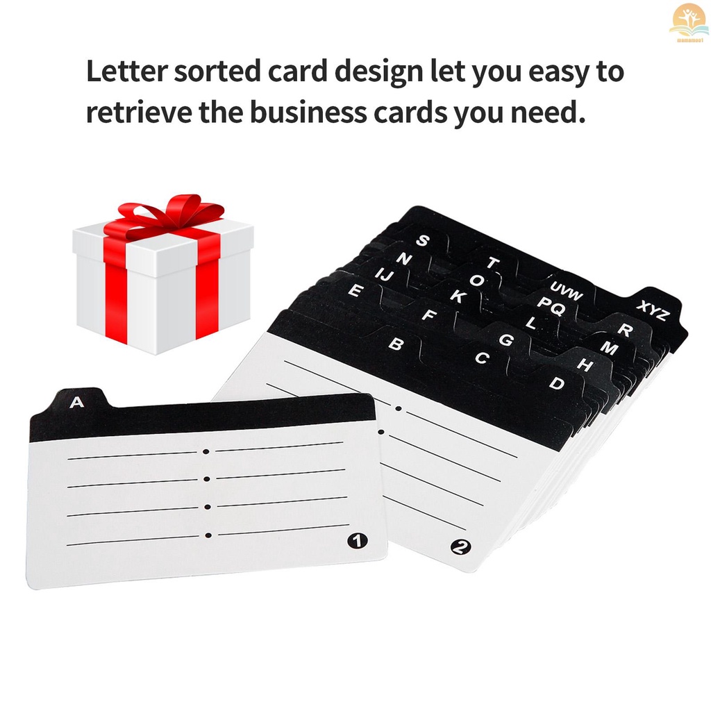 JIELISI Name Card Box Business Card Holder For Desk With Dividers And Index Tabs For Men And Wowen(500 Cards Capacity)