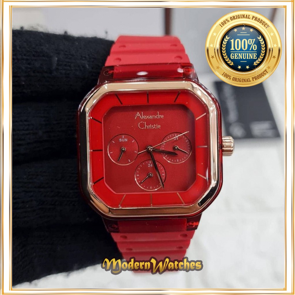 Jam Tangan Ori Wanita Alexandre Christie AC 2811 Merah Red Rosegold Terbaru Terlaris Termurah