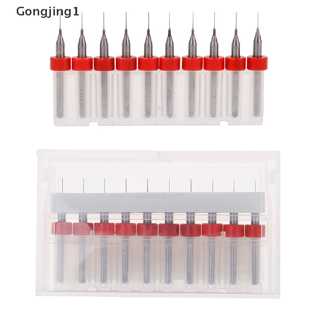 Gongjing1 10Pcs / set Mata Bor micro mini Bahan carbide CNC Untuk Papan Sirkuit PCB bits