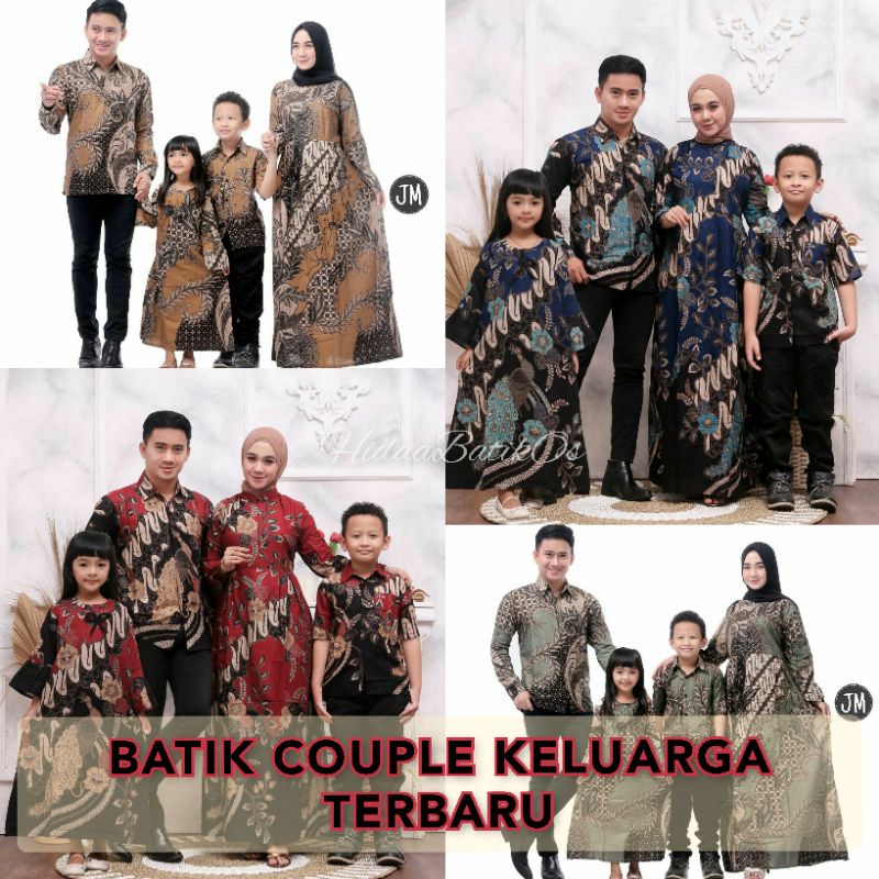 BATIK COUPLE KELUARGA sania ruffle ori ndoro jowi dnt motif merak gamis busui