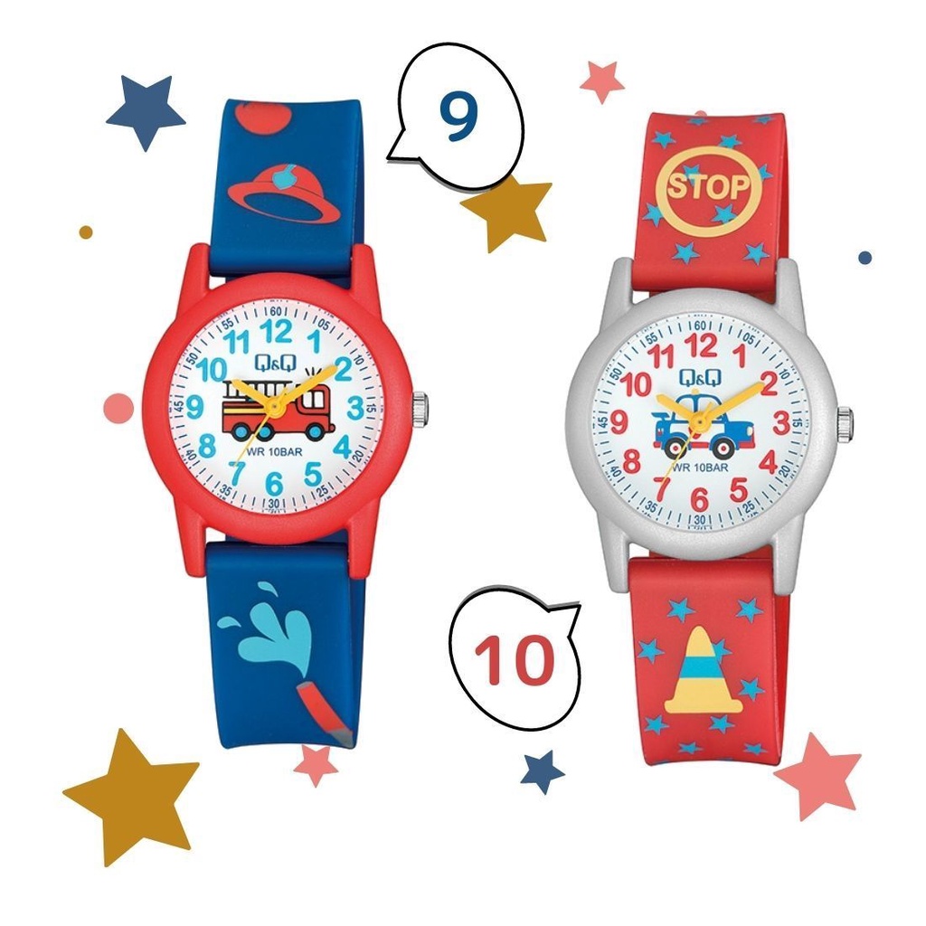 Q&amp;Q QNQ QQ ORIGINAL RUBBER BAND VR99J011-020Y Ready Jam Tangan Anak Anti Air CHEERFULL STYLE