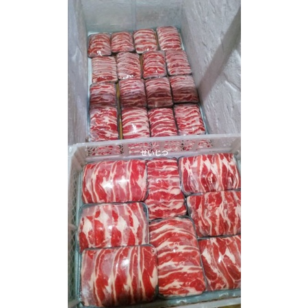 

DAGING SLICE BEEF US SLICE SHORTPLATE YOSHINOYA / BEEF SLICE 500 GR