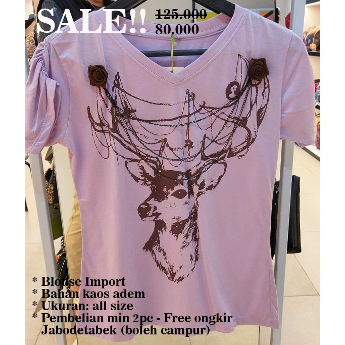 blouse wanita Import 23852- Sub- ae- kaos rusa ungu