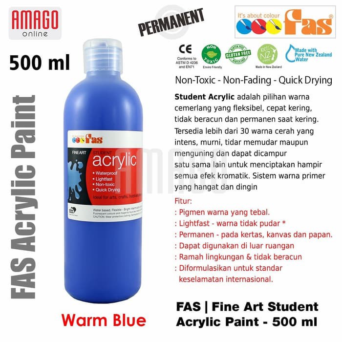 

Cat Akrilik Lukis FAS Student Acrylic Paint - 500 ml - Warm Blue