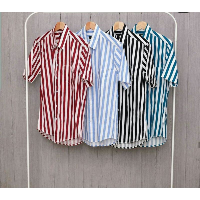 kemeja salur pria h&m import original/kemeja korea