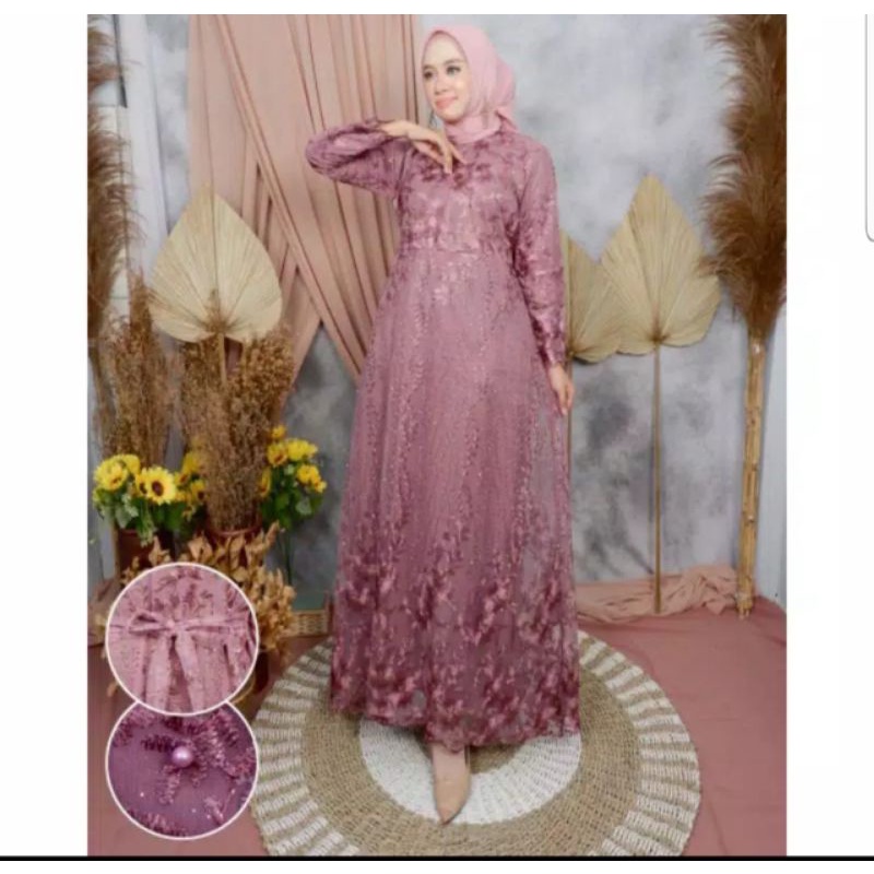 GAMIS MODERN BROKAT TULLE AJC 1/GAMIS TERBARU/GAMIS MUSLIM
