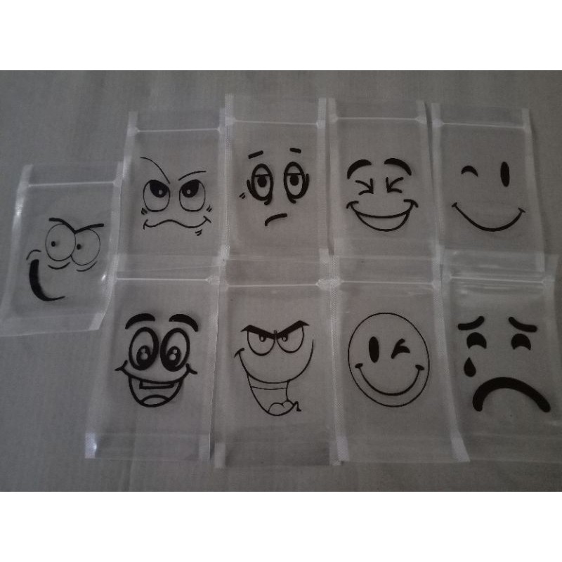 plastik standing pouch double seal sablon emoticon 10x17