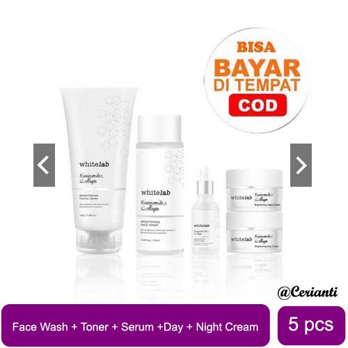 [5 pcs ] ORIGINAL 100% Whitelab Brightening Paket Wajah LENGKAP