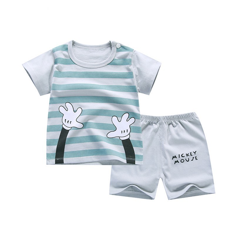 LittleAaron KIDS SUIT PENDEK Setelan Anak Bahan Kaos Lengan + Celana Berkualitas Import ebv cowok