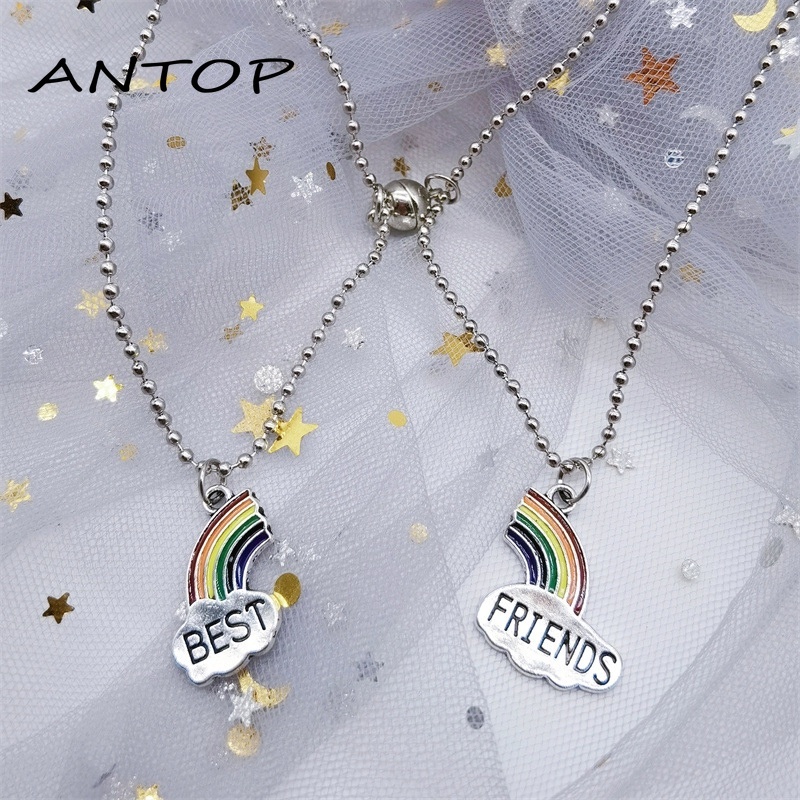 1 Pasang Magnetic Rainbow Couple Kalung Sederhana Dan Kreatif Pacar Klavikula Rantai Pria Dan Wanita Liontin Perhiasan Aksesoris ANTOP