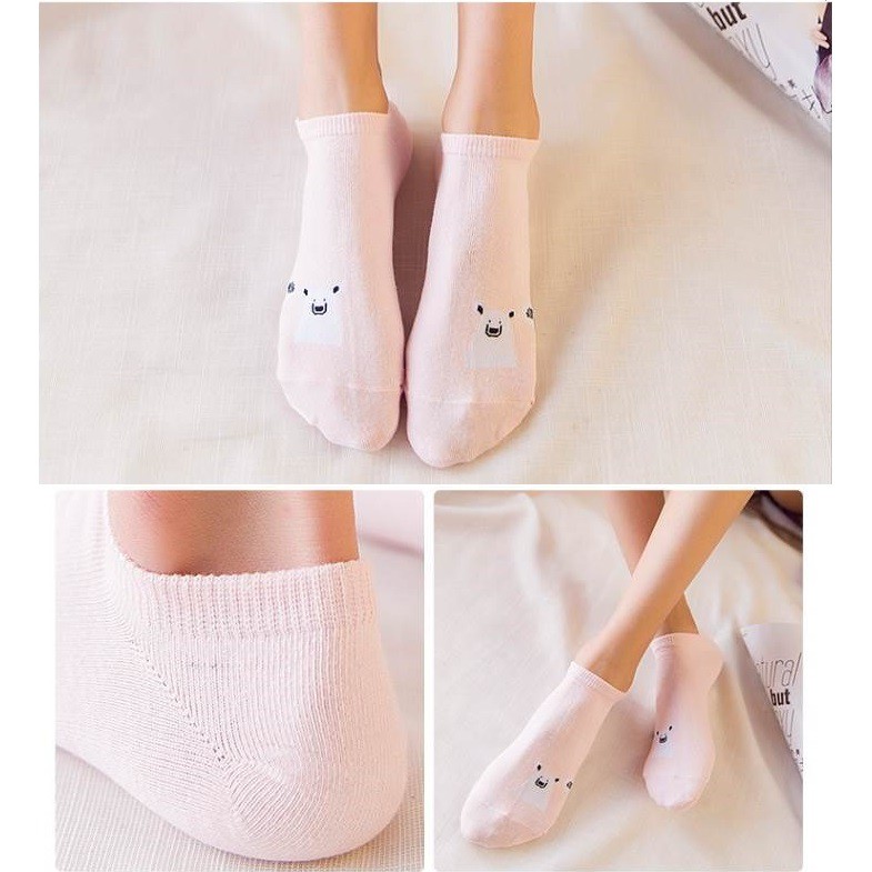 Swopply D030 D040 D050 Kaos Kaki Motif Love dan Beruang Wanita Kaos Kaki Pendek Korea   Short Socks