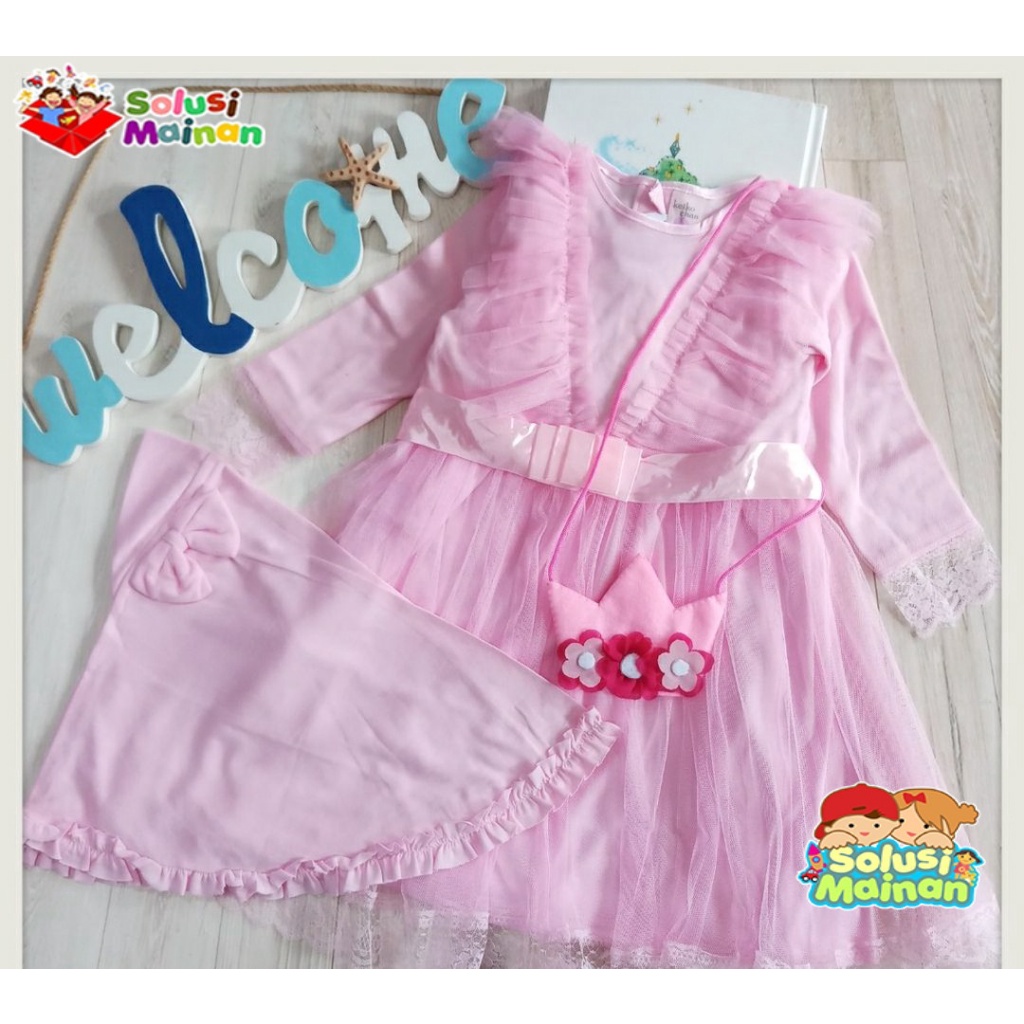 Gamis anak tile dot kombi wolfis termurah gamis anak perempuan/Gamis Anak Bayi Perempuan Usia 1,5 - 