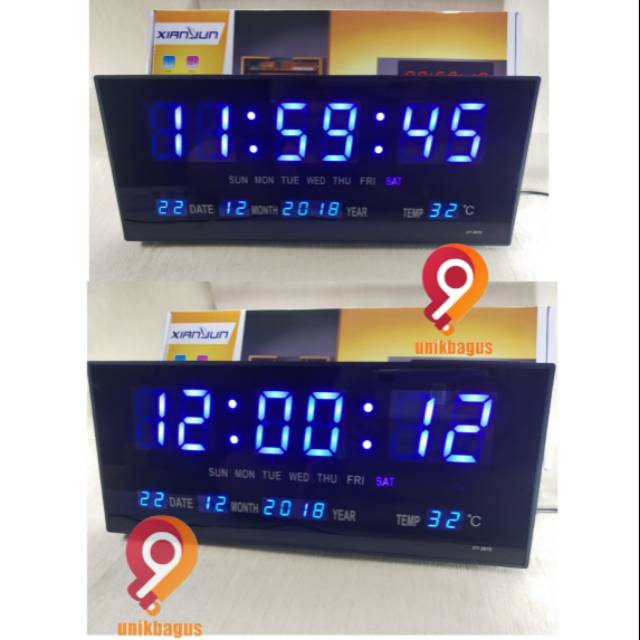 Jam Led Digital/Jam Dinding Led Type 3615 Warna Biru