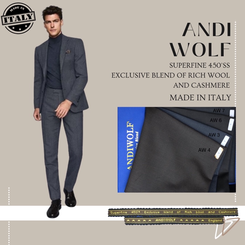 [AW] BAHAN KAIN JAS ANDI WOLF 450'S / BAHAN KAIN JAS HITAM HALUS / SEMIWOOL JAS FORMAL/ BAHAN JAS/ B
