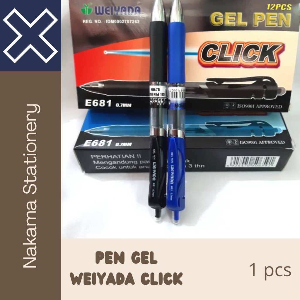 

Bolpen/Ballpoint/Pulpen/Ballpen Gel Weiyada E681 Hitam Biru (Pcs)