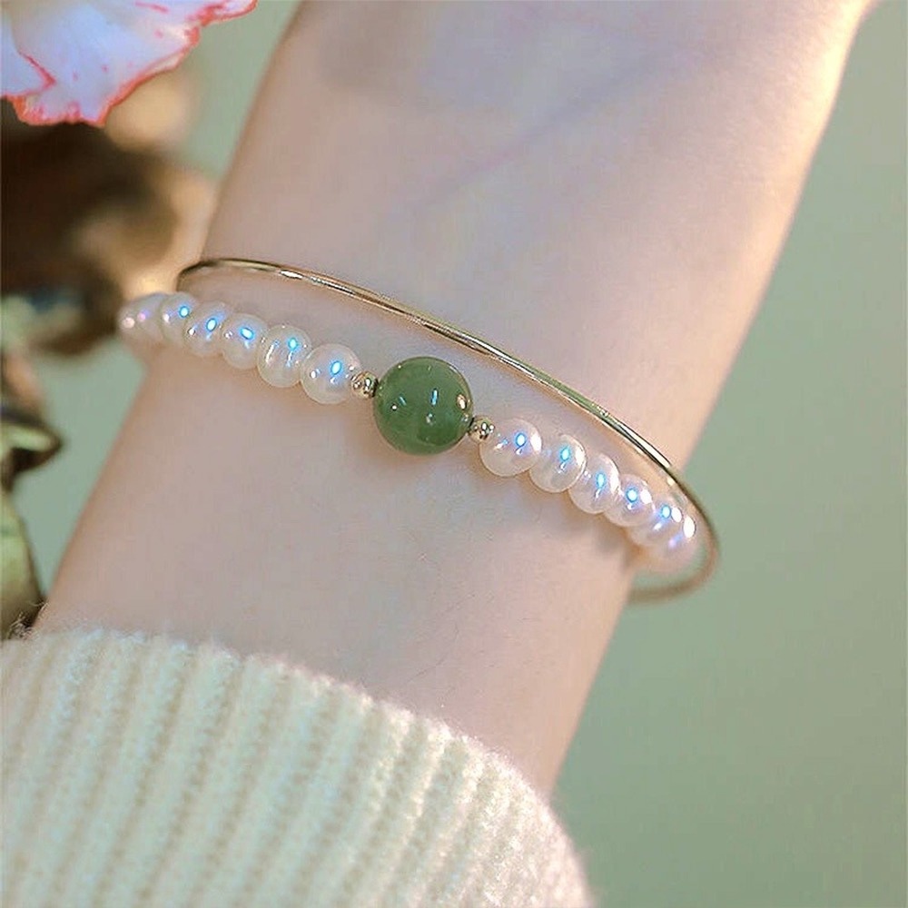 Gelang Mutiara Bahan 925 Sterling Silver Gaya Retro Untuk Wanita