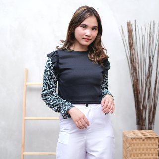 AFI - MC - Crop Mindy Ruffle Combine Blouse-6