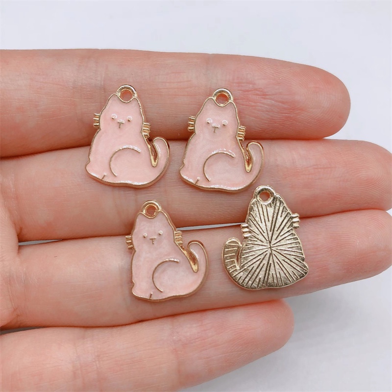 4pcs Liontin Enamel Bentuk Kucing Untuk Membuat Perhiasan Anting